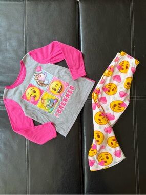 Emoji - Girls Emoji Dreamer 2-Piece Pajama Set - Pink & Gray